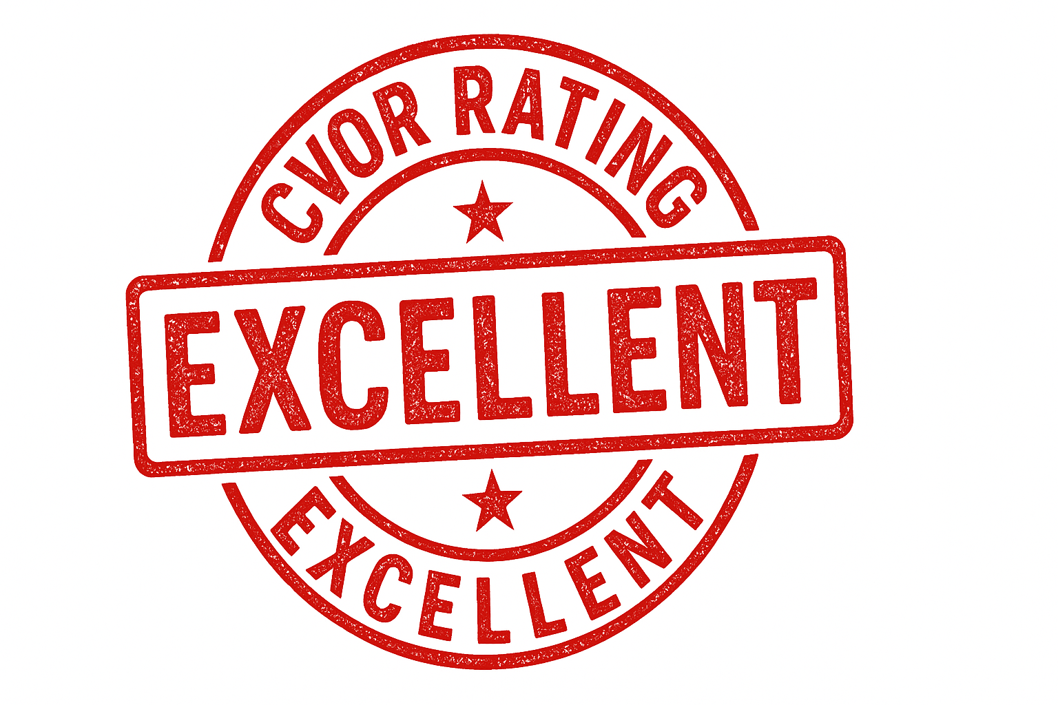 CVOR Rating Excellent stamp — visual symbol of what it means to achieve an excellent CVOR rating in Ontario’s trucking industry.