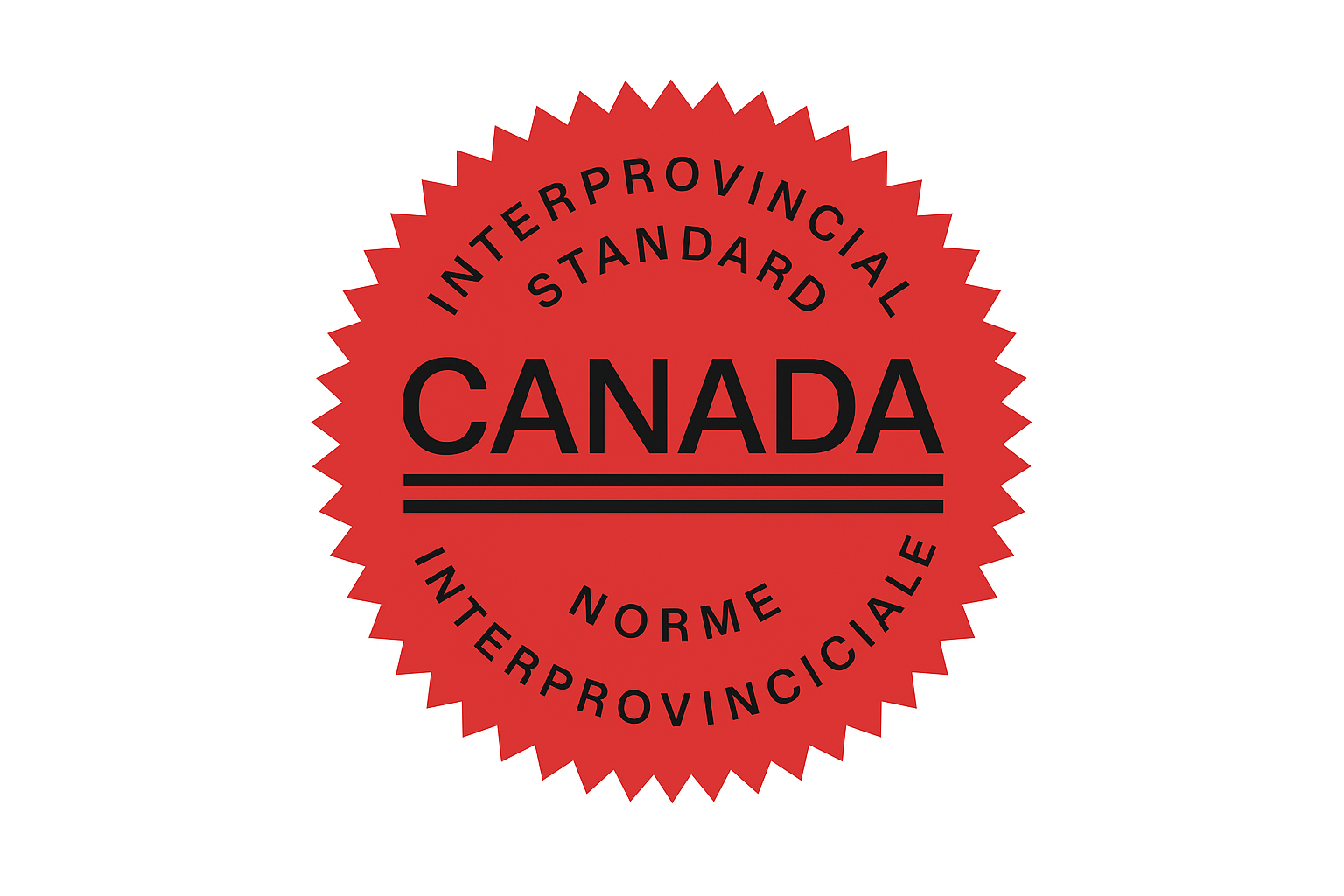 Red circular Canadian Red Seal logo with black text reading “Interprovincial Standard Canada Norme Interprovinciale” on a white background.
